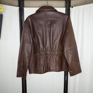 Colebrook Leather Bomber Jacket Brown M